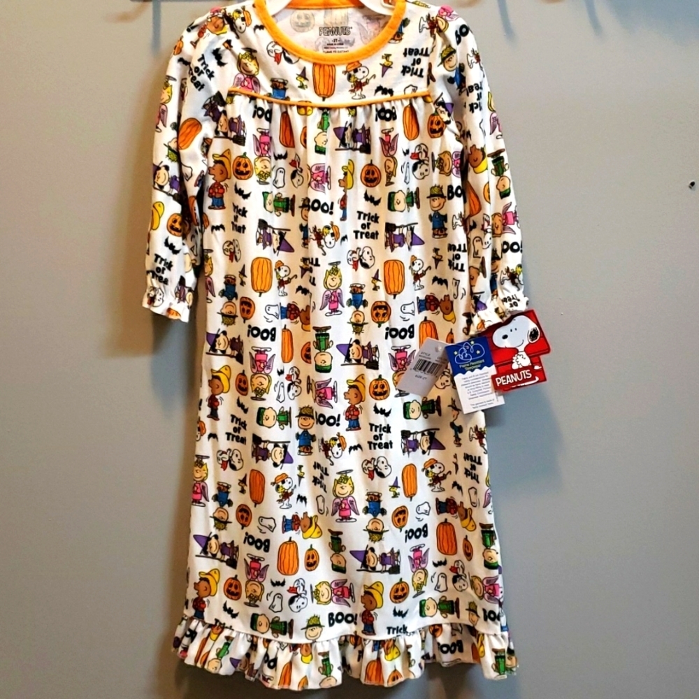 Peanuts Gang at Halloween Long Flannel Nightgown